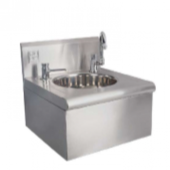 Lavatório comercial com Saboneteira e torneira de Pressão - Inox