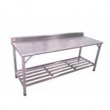 Mesa com Prateleira inferior Gradeada e com Espelho - Inox 304